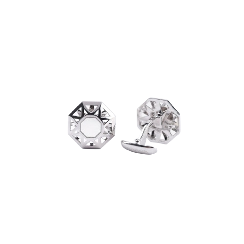 The Arabesque Eternity White Mother of Pearl Cufflinks in Sterling Silver