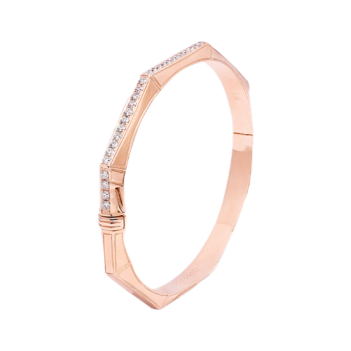 [GAC397P] Arabesque Thick Bangle - Line Half Diamond Rose Gold