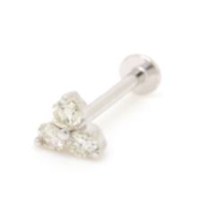 [GSE-855W2] Three Diamonds Triangular Stud Earrings White Gold