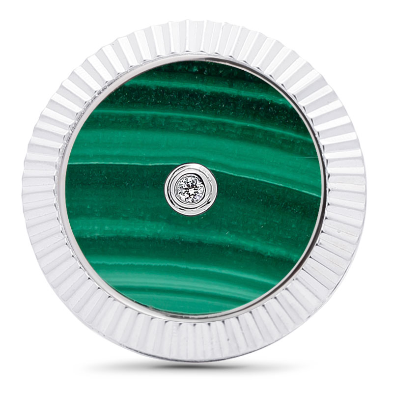 Lining Cufflinks Malachite with Two Diamonds