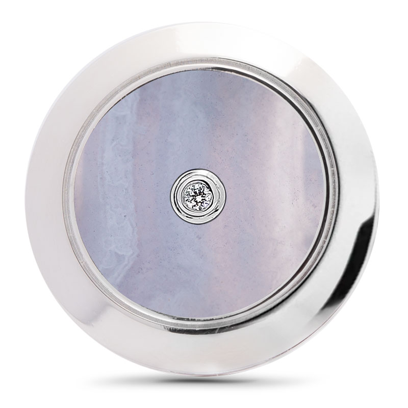 Plain Cufflinks Chalcedony with Two Diamonds