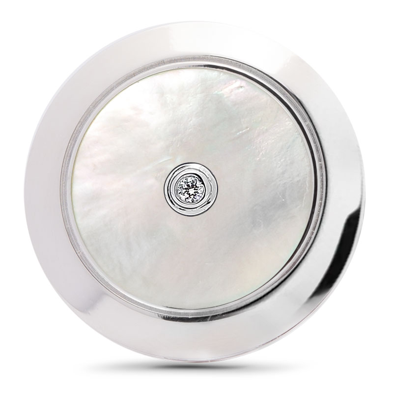 Plain Cufflinks Mother Of Pearl with Two Diamonds