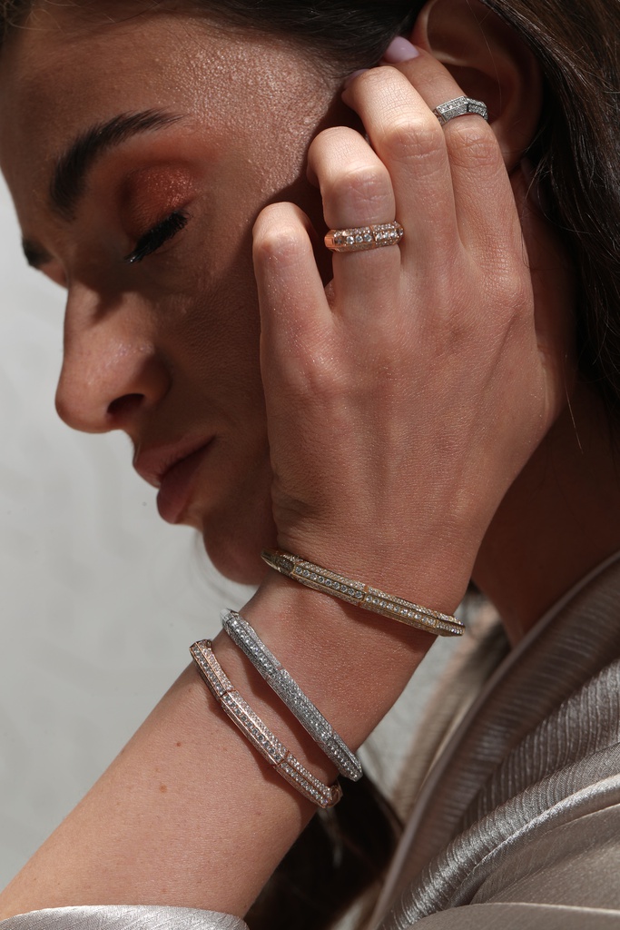 Arabesque Full Diamond Ring White Gold