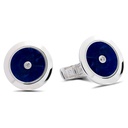 Plain Cufflinks Sodalite with Two Diamonds  - 950 Sterling Silver