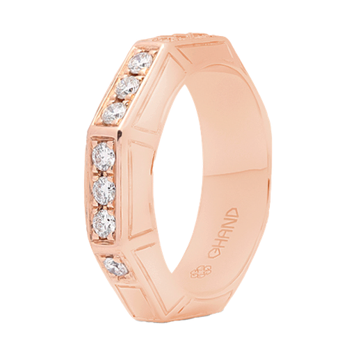 [GAC764P] Arabesque Half  Diamond Line Ring Thick Rose Gold (EU 44 (US 3))