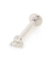 Three Diamonds Triangular Stud Earrings White Gold