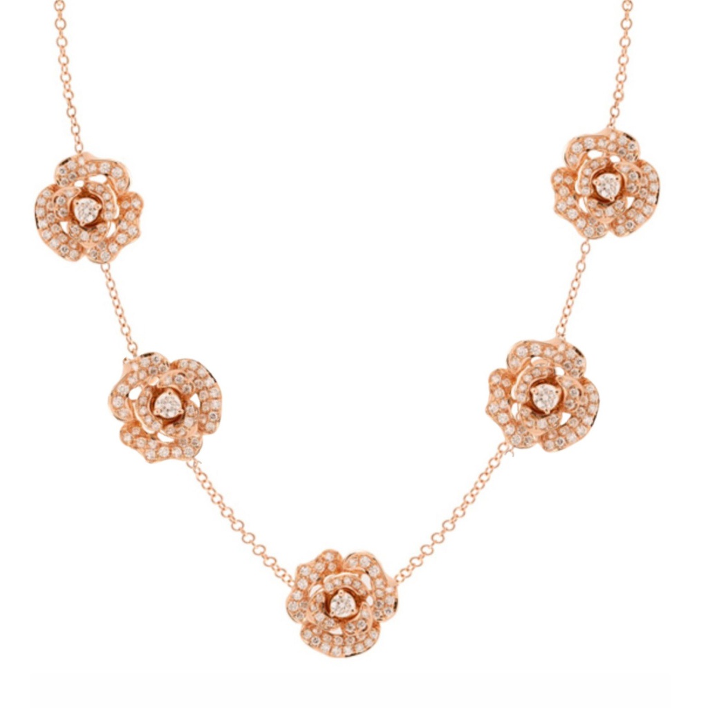 Lady Rose Necklace 5 Small Roses Rose Gold