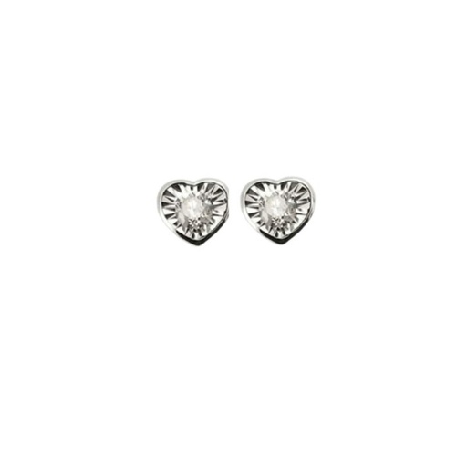 [GB2440W] Sparkling Heart White Gold Earrings