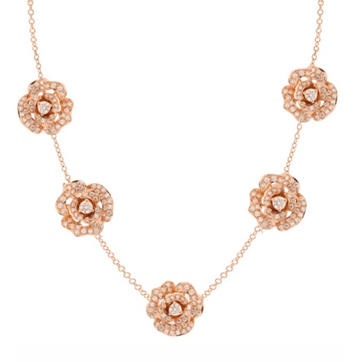 [GRC305P] Lady Rose Necklace 5 Small Roses Rose Gold
