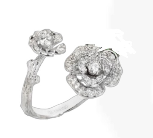 [GRC1085W] Lady Rose Small Open Ring White Gold