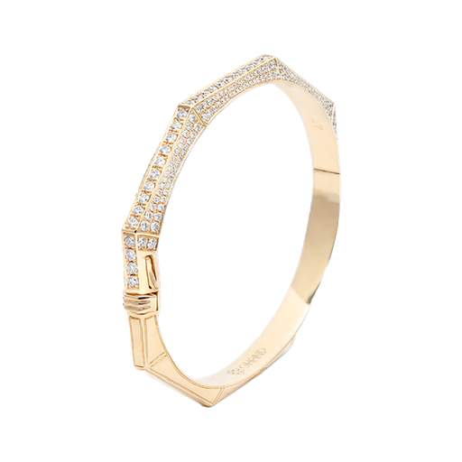 [GAC399Y] Arabesque Thick Bangle - Full Diamond Yellow Gold