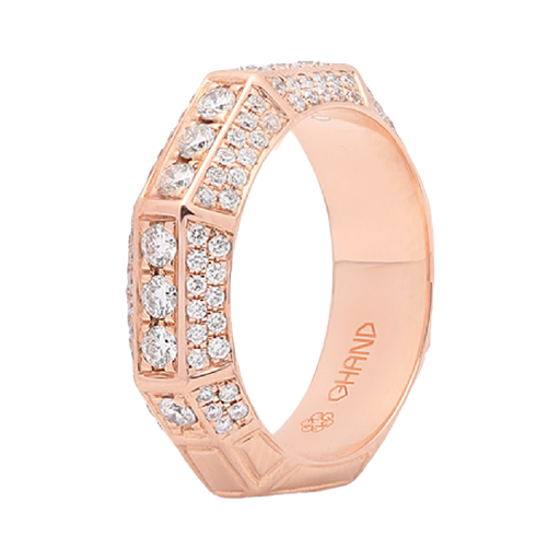 [GAC755P] Arabesque Full Diamond Line Ring Rose Gold Thick