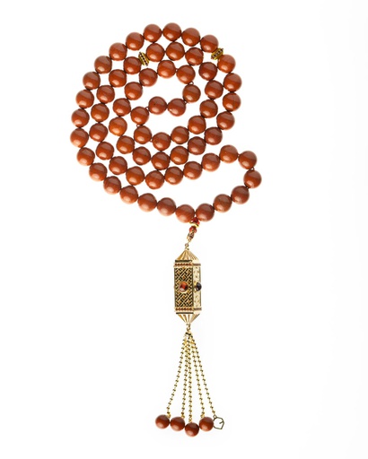 [GB384Y-99] Red Jasper 99 Beads in 18K Yellow Gold and Garnet