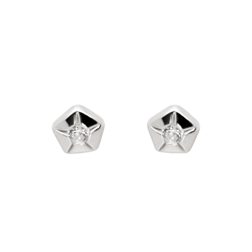 [GBC124W] White Gold Pentagon Earrings 0.110 cts